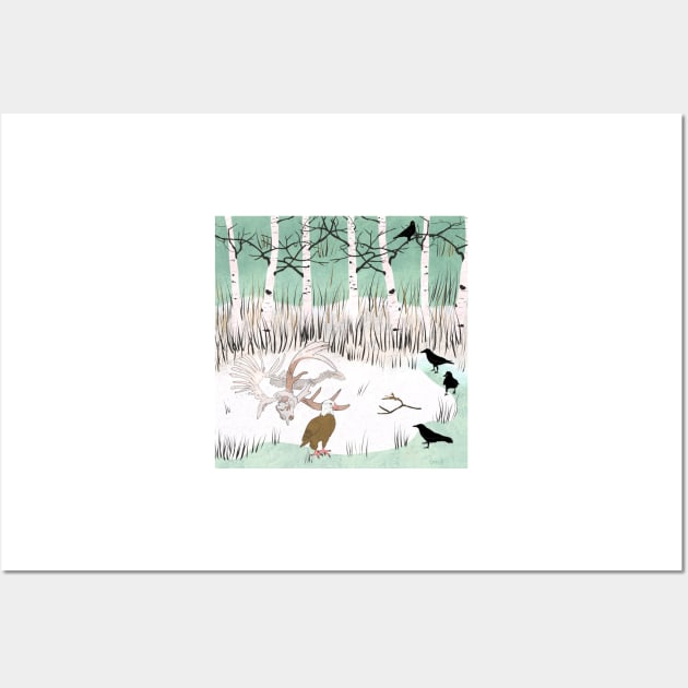 The Dead of Winter - Birch Tree Scavengers Wall Art by Booneb